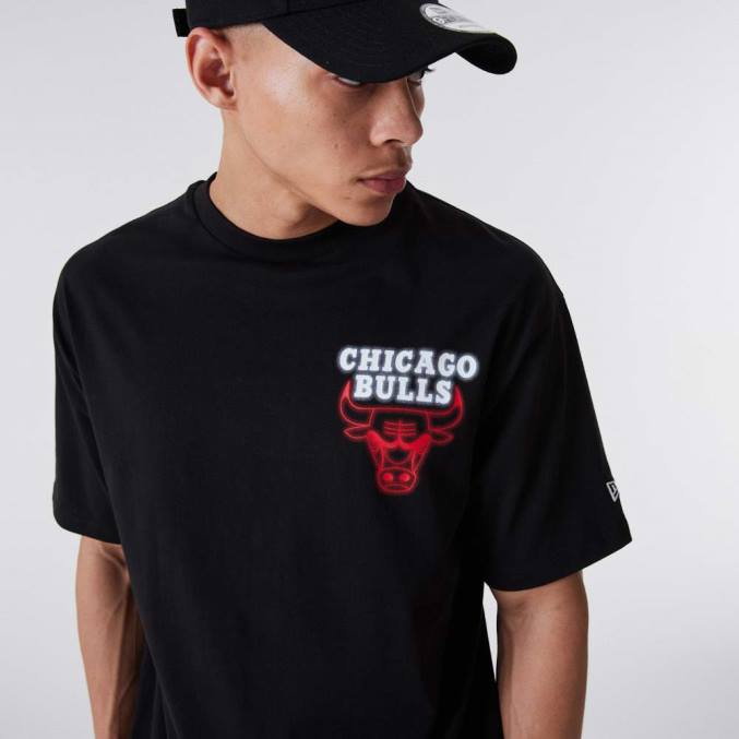 New Era chicago bulls neon oversized zwart t-shirt BT242903