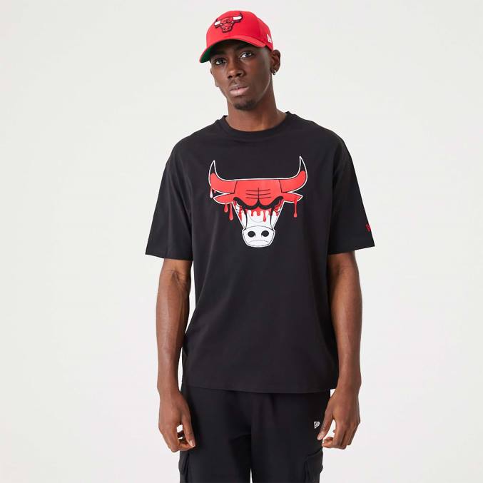 New Era chicago nba drip logo bulls zwart t-shirt BT243110