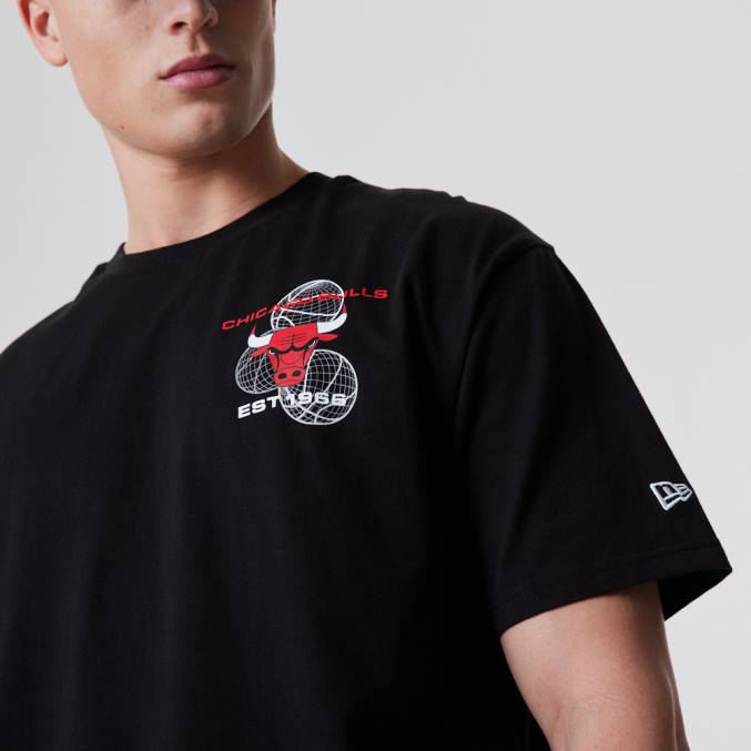 New Era chicago stieren basketbal grafisch zwart t-shirt BT243152