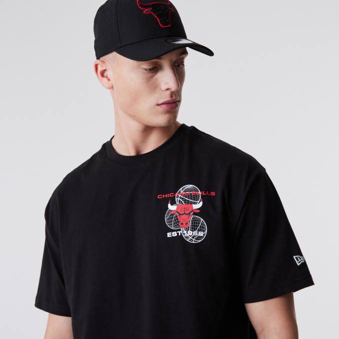 New Era chicago stieren basketbal grafisch zwart t-shirt BT243152