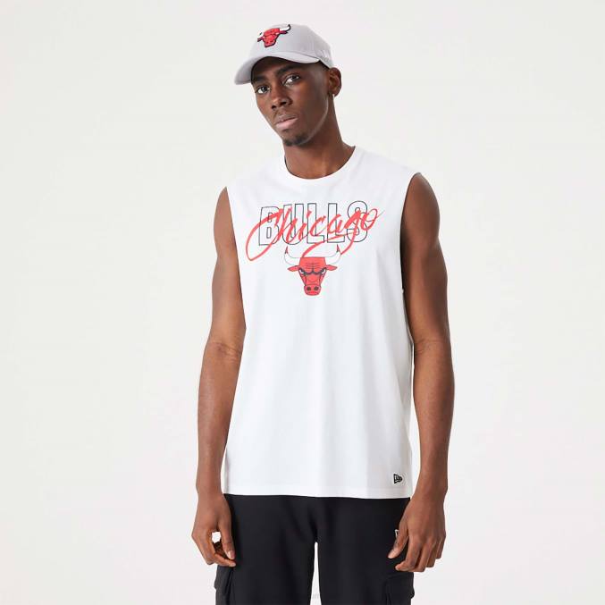 New Era chicago stieren nba script essentieel wit mouwloos onderhemd BT242971