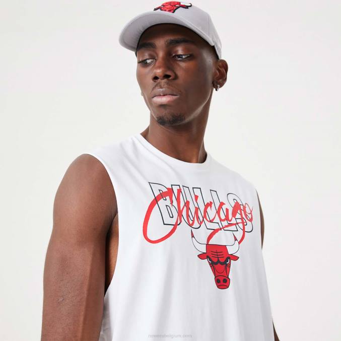 New Era chicago stieren nba script essentieel wit mouwloos onderhemd BT242971