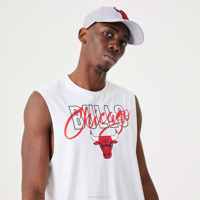 New Era chicago stieren nba script essentieel wit mouwloos onderhemd BT242971