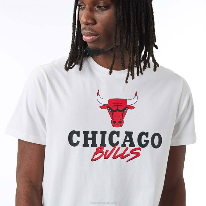 New Era chicago stieren nba script witte t-shirt BT243058