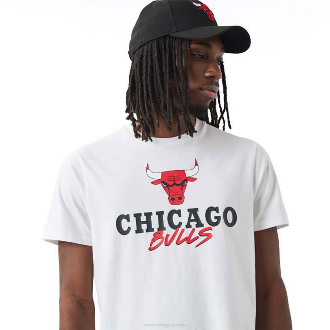 New Era chicago stieren nba script witte t-shirt BT243058