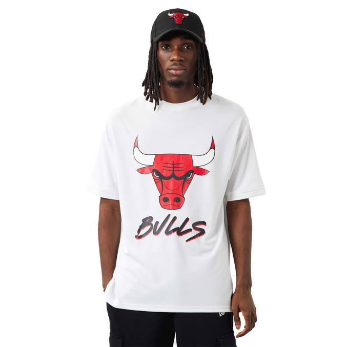 New Era chicago stieren nba script witte t-shirt BT243072