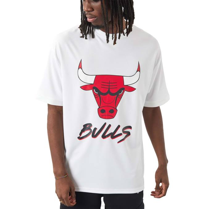 New Era chicago stieren nba script witte t-shirt BT243072