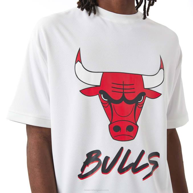 New Era chicago stieren nba script witte t-shirt BT243072