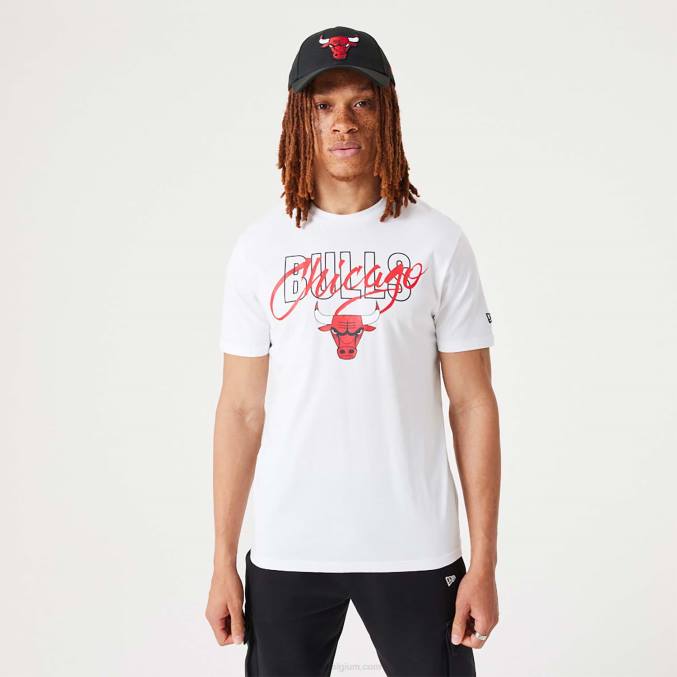 New Era chicago stieren nba script witte t-shirt BT243135