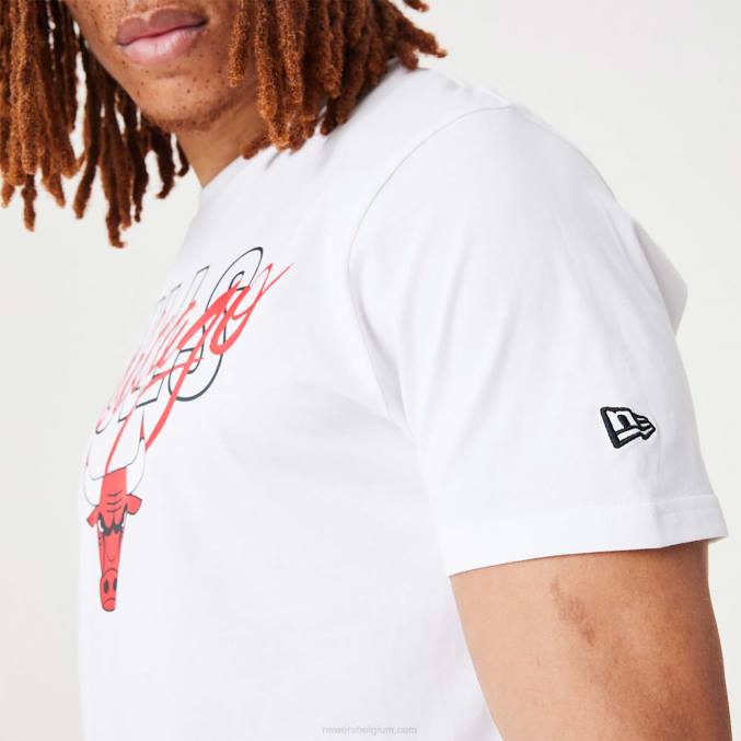 New Era chicago stieren nba script witte t-shirt BT243135