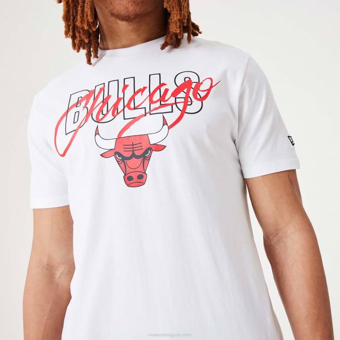 New Era chicago stieren nba script witte t-shirt BT243135