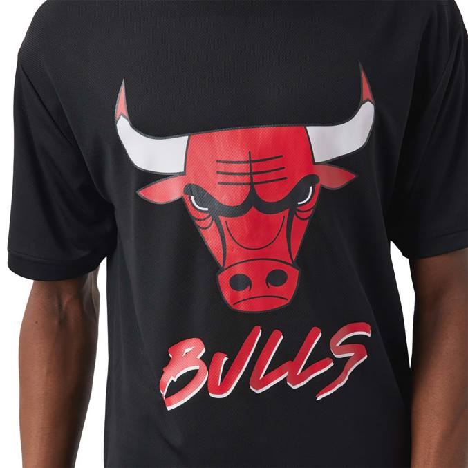 New Era chicago stieren nba script zwarte t-shirt BT243086