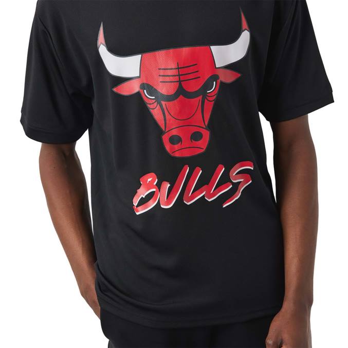 New Era chicago stieren nba script zwarte t-shirt BT243086