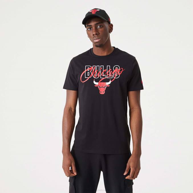 New Era chicago stieren nba script zwarte t-shirt BT243109