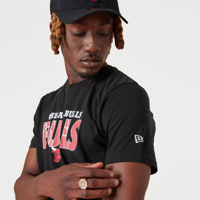 New Era chicago stieren nba woordmerk zwart t-shirt BT242992