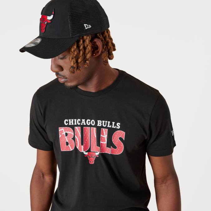 New Era chicago stieren nba woordmerk zwart t-shirt BT242992