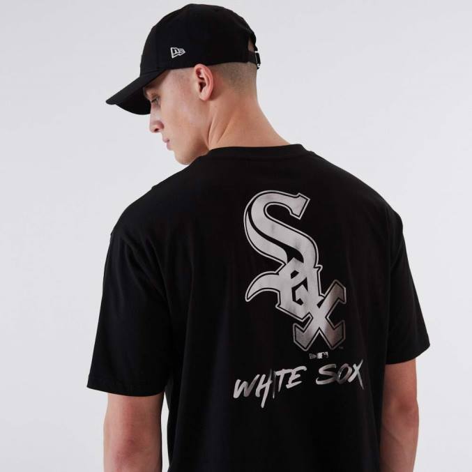 New Era chicago wit sox mlb metallic zwart t-shirt BT242846