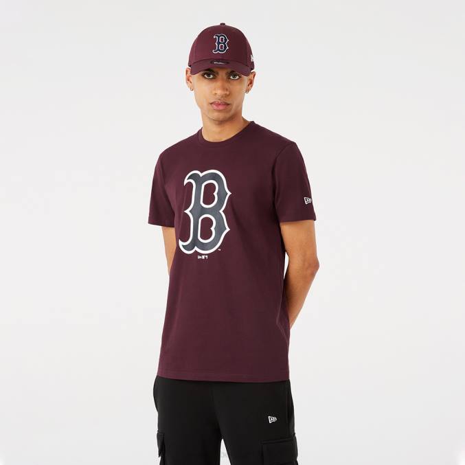 New Era kastanjebruin t-shirt met boston red sox teamlogo BT242895