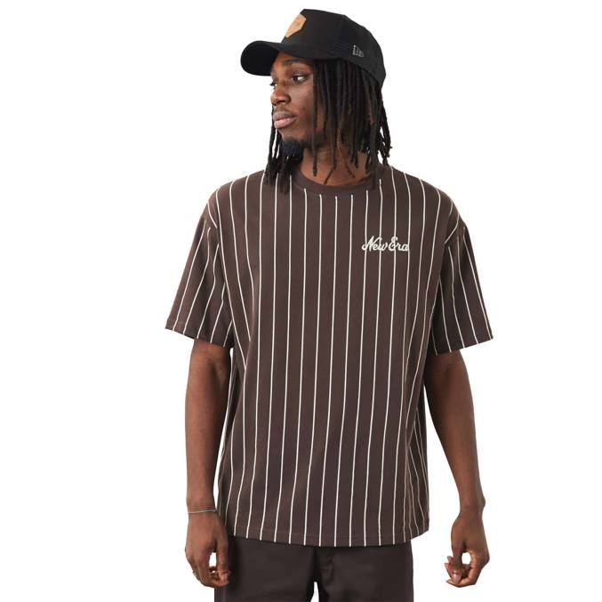 New Era krijtstreep bruin t-shirt BT242962