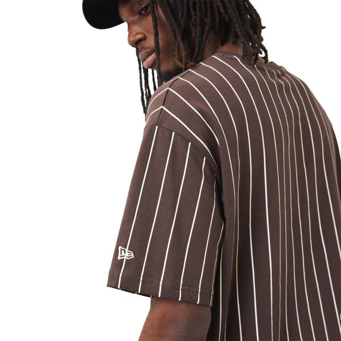 New Era krijtstreep bruin t-shirt BT242962