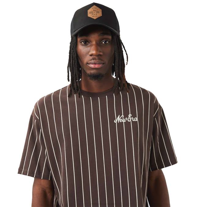New Era krijtstreep bruin t-shirt BT242962