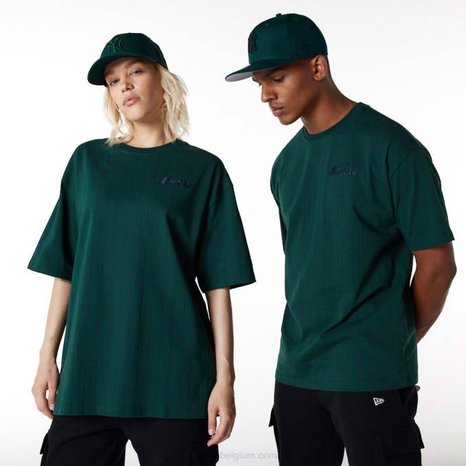 New Era krijtstreep oversized groen t-shirt BT243151