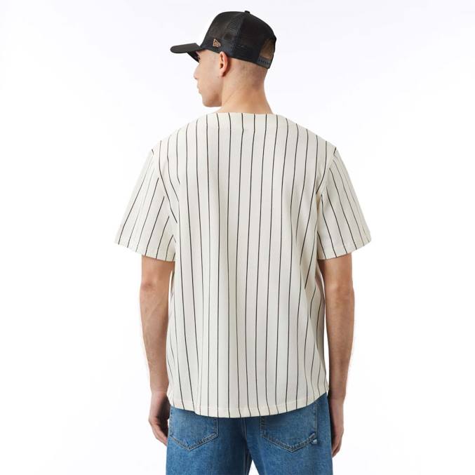 New Era krijtstreep witte trui BT242920