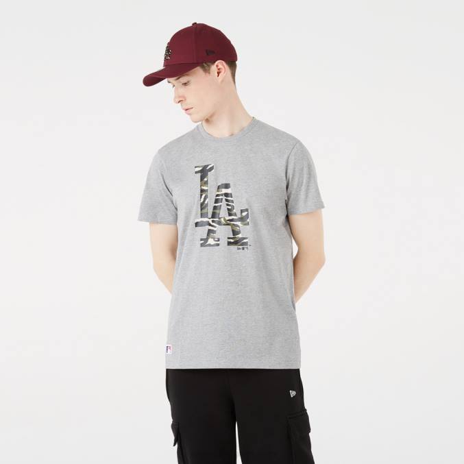 New Era la dodgers camo logo grijs t-shirt BT242923