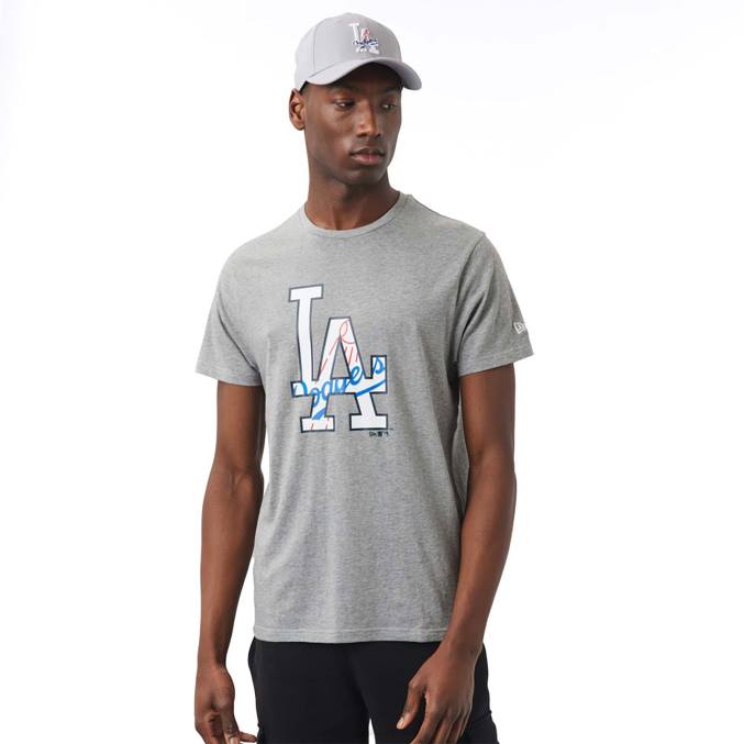 New Era la dodgers dubbel logo grijs t-shirt BT242963