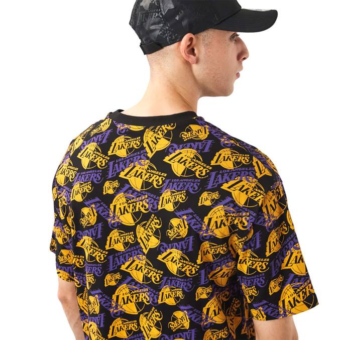 New Era la lakers logo print zwart oversized t-shirt BT243045