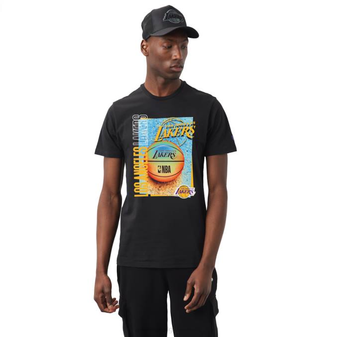 New Era la lakers nba hoepel grafisch zwart t-shirt BT243168