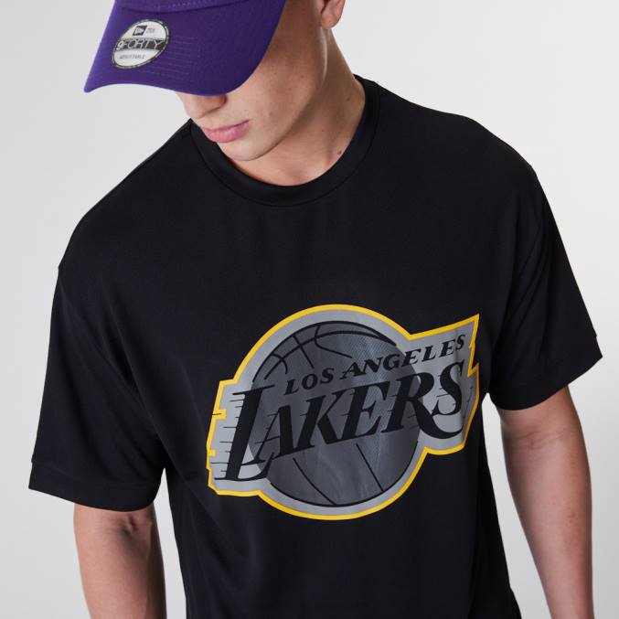 New Era la lakers nba omtrek mesh zwart t-shirt BT242946