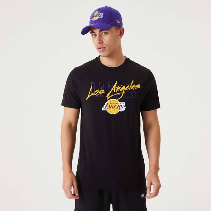 New Era la lakers nba script zwart t-shirt BT243055