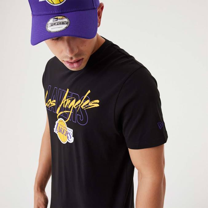 New Era la lakers nba script zwart t-shirt BT243055