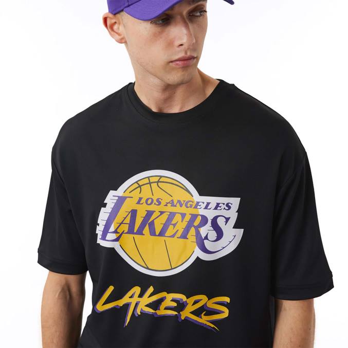 New Era la lakers nba script zwart t-shirt BT243100