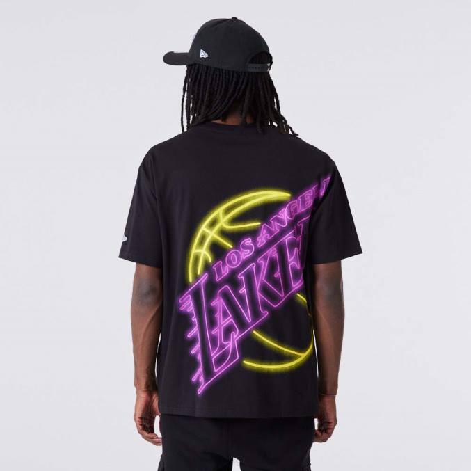 New Era la lakers neon oversized zwart t-shirt BT242874