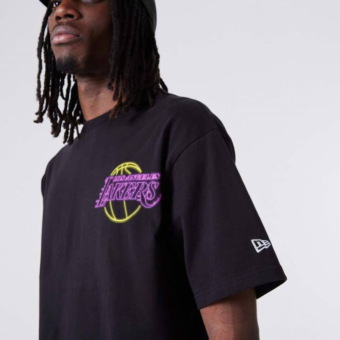 New Era la lakers neon oversized zwart t-shirt BT242874
