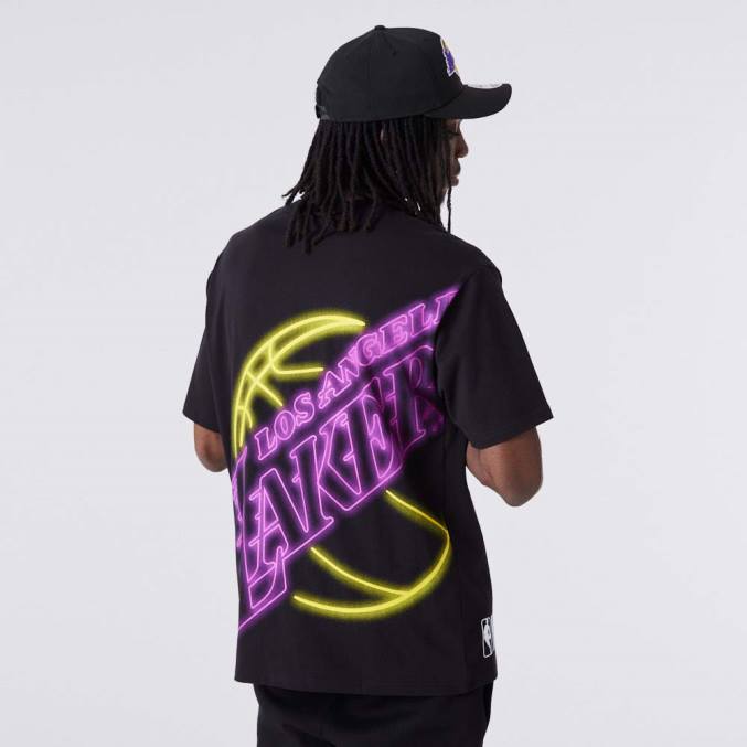 New Era la lakers neon oversized zwart t-shirt BT242874