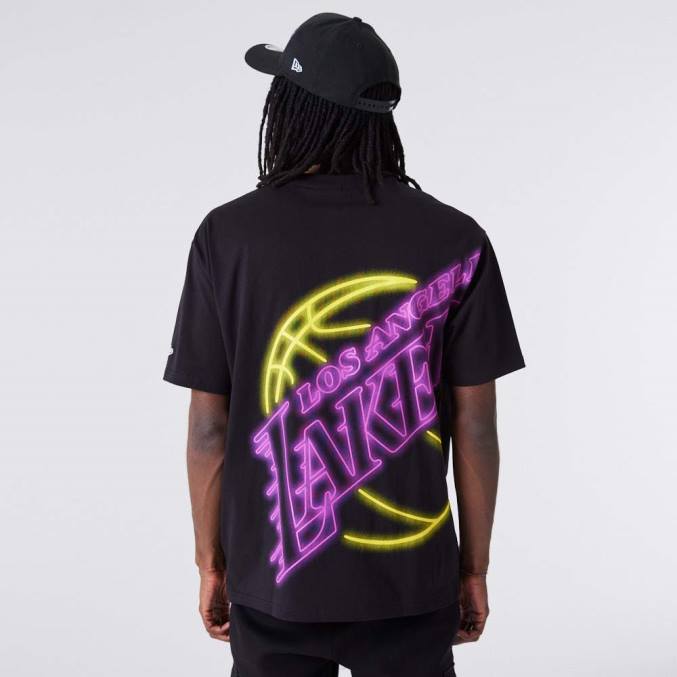 New Era la lakers neon oversized zwart t-shirt BT242874