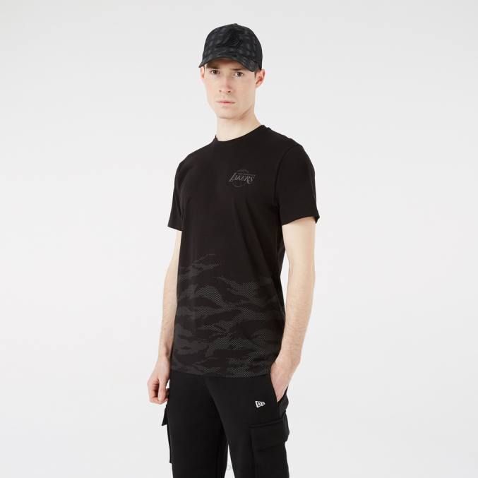 New Era la lakers reflecterend camo zwart t-shirt BT242937