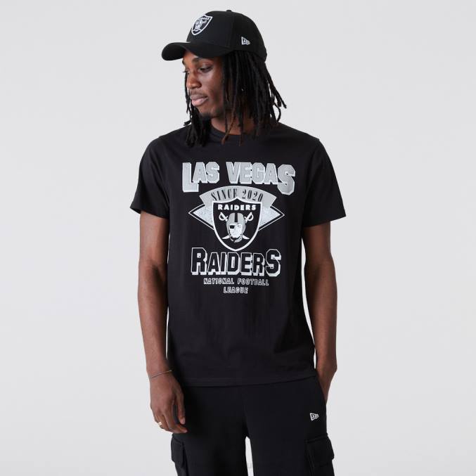 New Era las vegas raiders nfl team wordmark zwart t-shirt BT243043