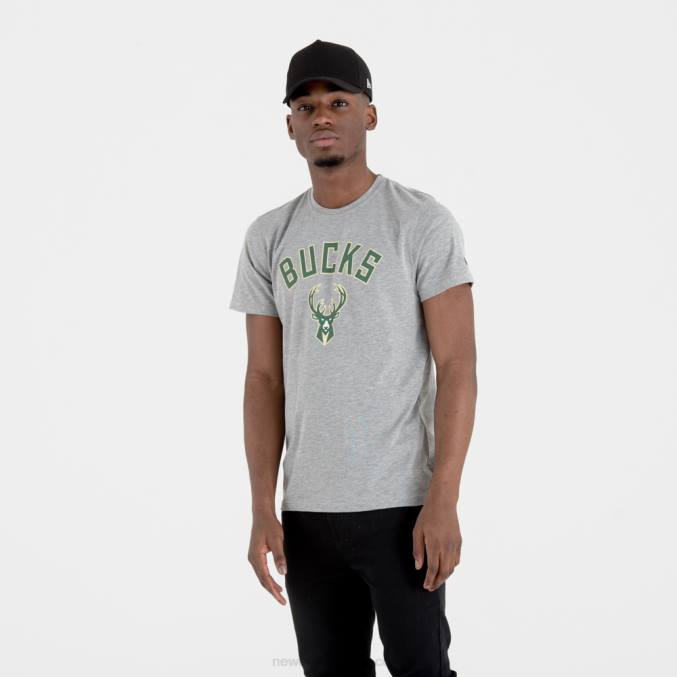 New Era milwaukee bucks nba team logo grijs t-shirt BT243038