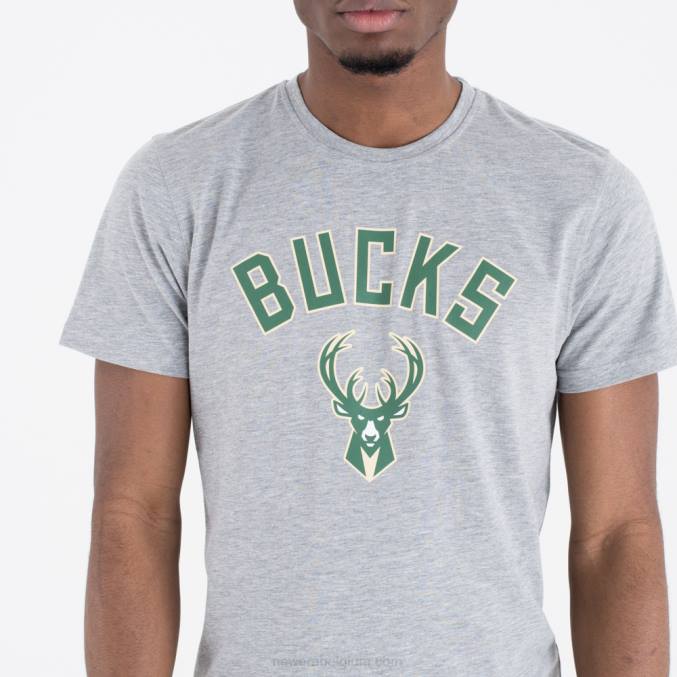 New Era milwaukee bucks nba team logo grijs t-shirt BT243038