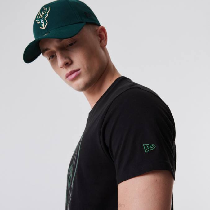 New Era milwaukee bucks nba zwart t-shirt met omtreklogo BT242890