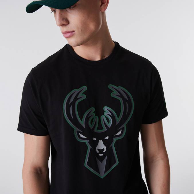 New Era milwaukee bucks nba zwart t-shirt met omtreklogo BT242890