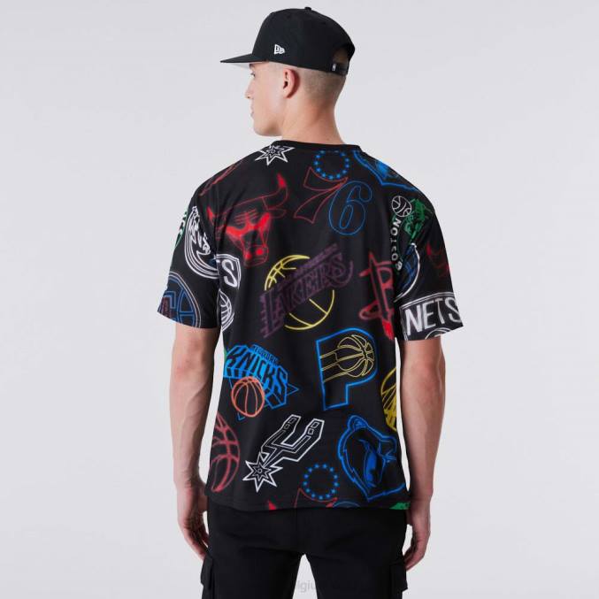 New Era nba all-over print neon zwart t-shirt BT242859