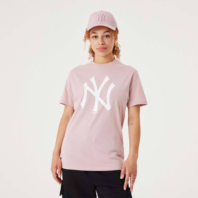 New Era new york yankees mlb league essentieel pastelroze T-shirt BT243068