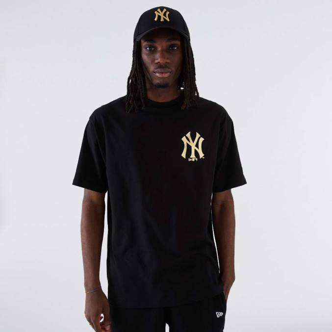 New Era new york yankees mlb metallic zwart t-shirt BT242861