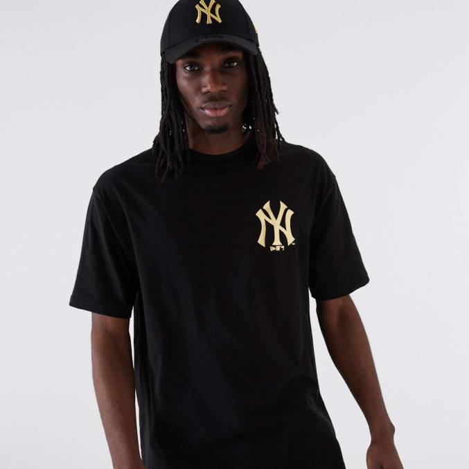 New Era new york yankees mlb metallic zwart t-shirt BT242861