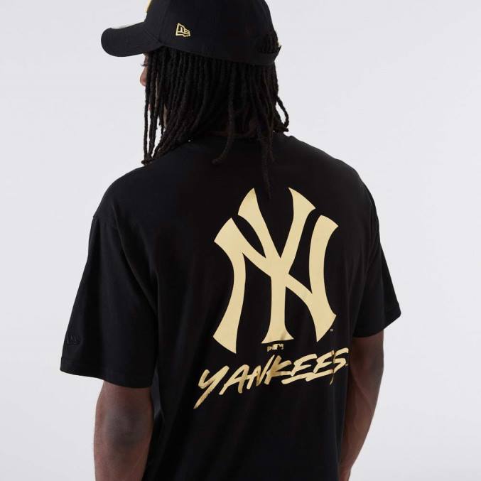 New Era new york yankees mlb metallic zwart t-shirt BT242861